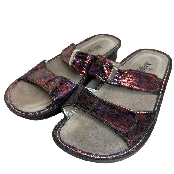 Alegria Shoes - Alegria Karmen Sandals Womens Purple Metallic Slip On Adjustable Shoes Size 8